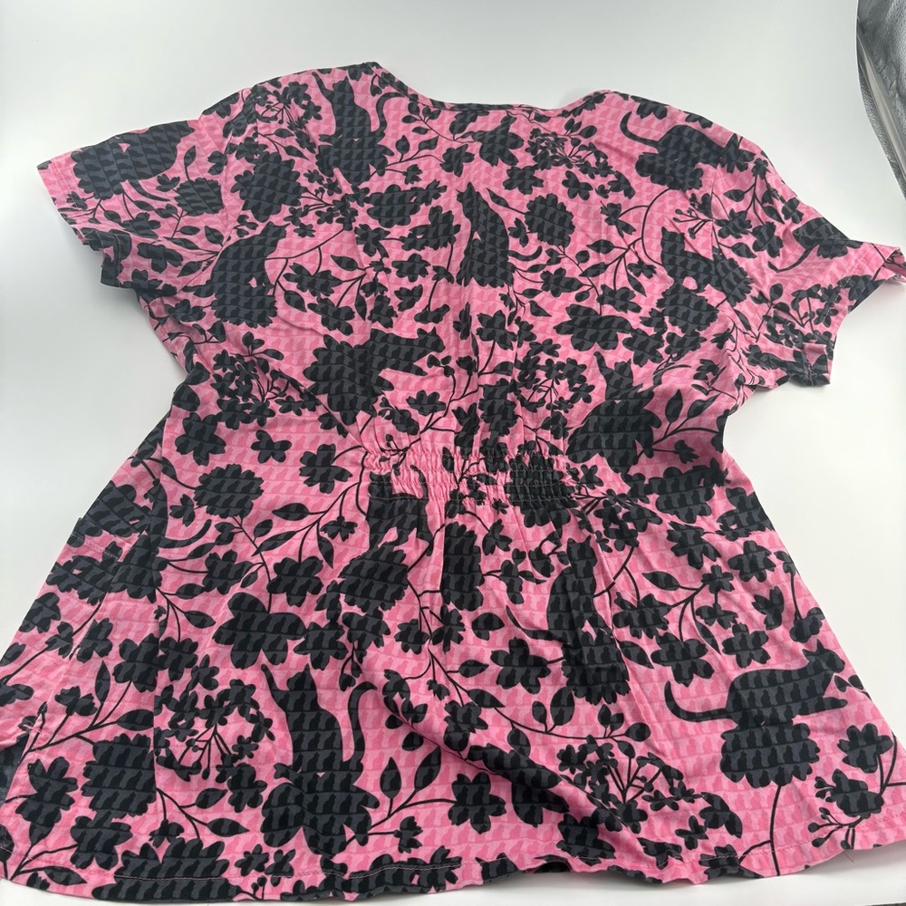Dickies Women's Animal Print Scrub Top Cat Patterned Short Sleeve - Picture 3 of 4